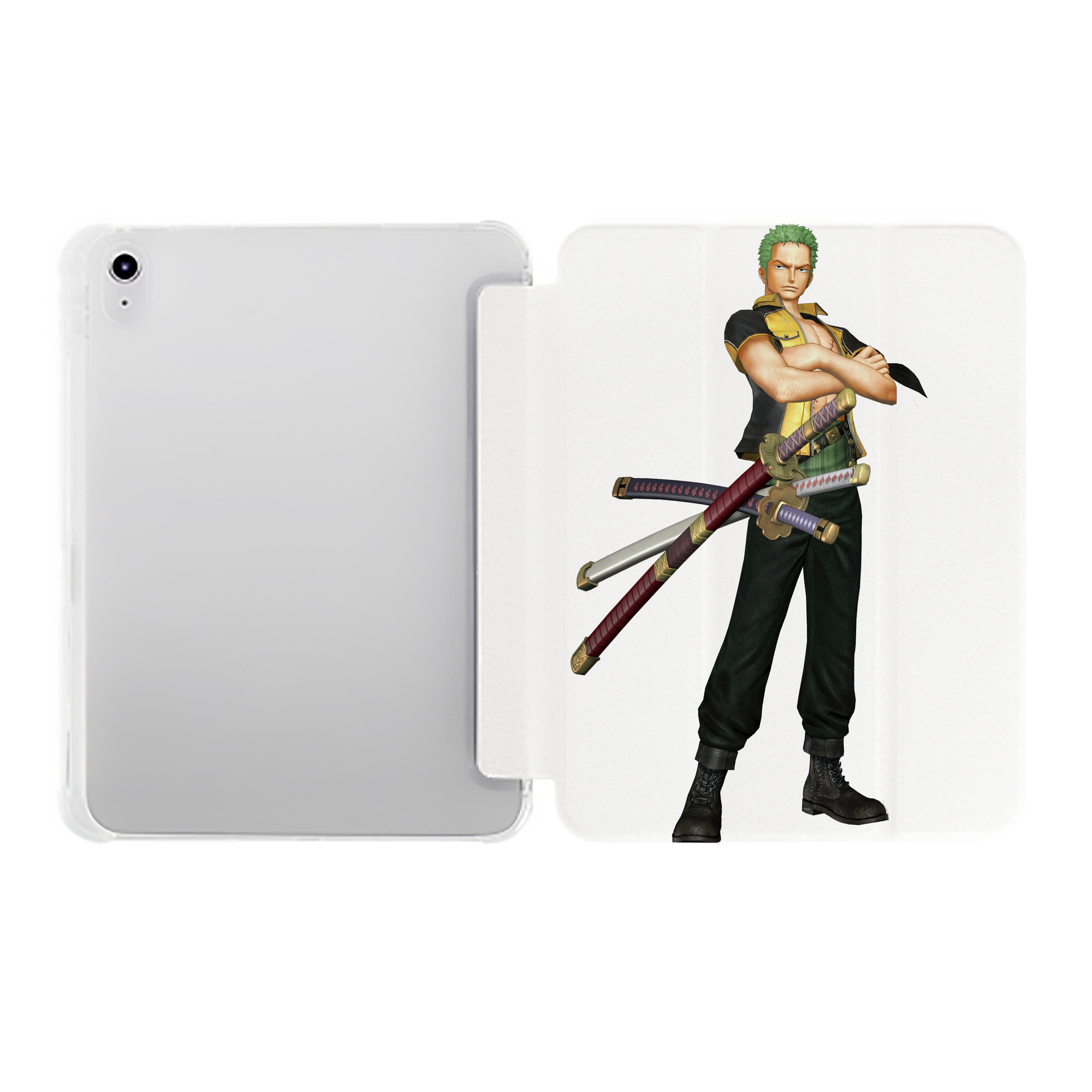 （画像用） ワンピース ロロノア・ゾロ ONE PIECE Roronoa Zoro IPad ケース ペン収納付き 三つ折りスタンド PUレザー×シリコン 対応機種9.5/10.5/10.9インチ